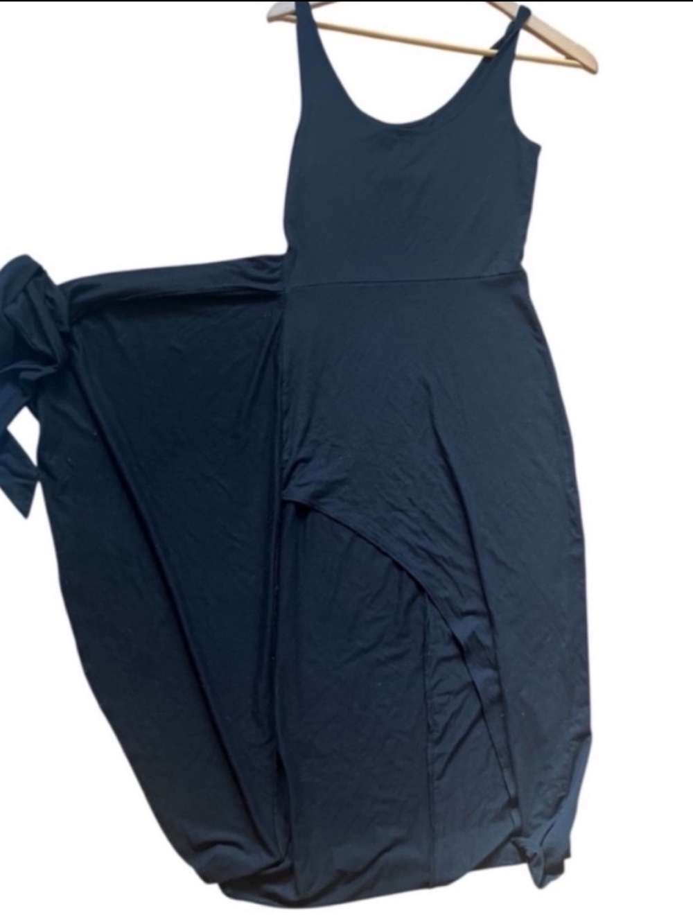 REFORMATION Kaila Black Jersey Knit Wrap Tank Midi Dress Small - Picture 6 of 11